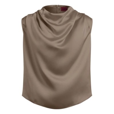 потник,дамски,топове,hugo,casmini,10263720,sleeveless,top,brown,(light,pastel,brown)