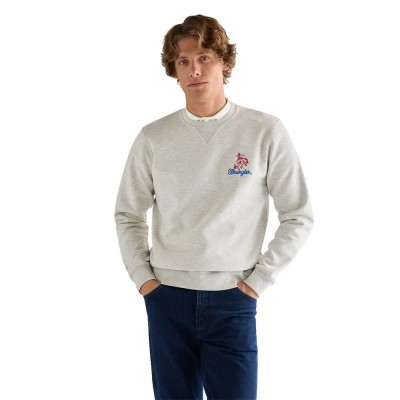 блуза,мъжки,пуловери,wrangler,embroidery,crew,sweatshirt,white,(oat,mel)