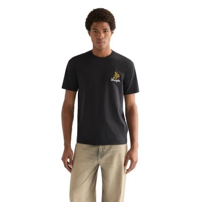тениска,мъжки,тениски,дамски,тениски,wrangler,embroidery,short,sleeve,t,shirt,black,(black)