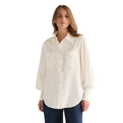 риза,с,дълъг,ръкав,дамски,ризи,мъжки,ризи,wrangler,exaggerated,western,long,sleeve,shirt,white,(worn,white)