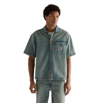 риза,с,къс,ръкав,дамски,ризи,мъжки,ризи,wrangler,overshirt,short,sleeve,shirt,blue,(canyon,shade)