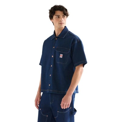 риза,с,къс,ръкав,дамски,ризи,мъжки,ризи,wrangler,overshirt,short,sleeve,shirt,blue,(rinse)