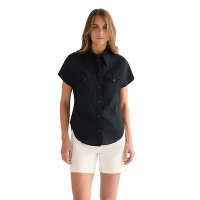 риза,с,дълъг,ръкав,дамски,ризи,мъжки,ризи,wrangler,stylized,western,long,sleeve,shirt,black,(black)