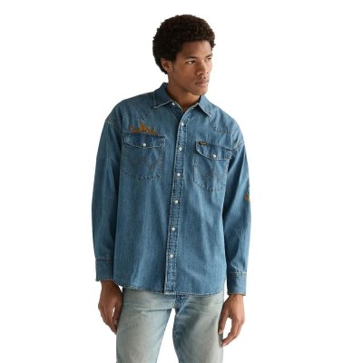 риза,с,дълъг,ръкав,дамски,ризи,мъжки,ризи,wrangler,western,long,sleeve,shirt,blue,(trail,blazer)