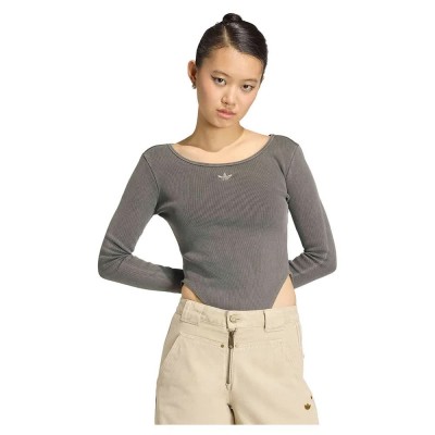 дамски,бодита,adidas,originals,essentials,rib,long,sleeve,body,grey,(black)