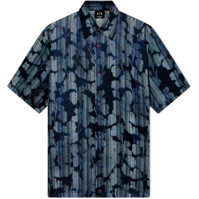 риза,с,къс,ръкав,дамски,ризи,мъжки,ризи,armani,exchange,xm002106,af13235,short,sleeve,shirt,blue,(grunge,flower,allover,print)