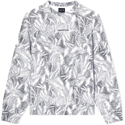 блуза,мъжки,пуловери,armani,exchange,xm002381,af24635,sweatshirt,white,(cream,leaf,allover,print,b)