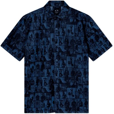 риза,с,къс,ръкав,дамски,ризи,мъжки,ризи,armani,exchange,xm002809,af24509,short,sleeve,shirt,blue,(denim,allover,face)