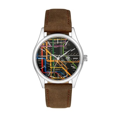 часовник,часовници,chpo,brand,vintage,new,york,bezel,watch,brown,(silver)