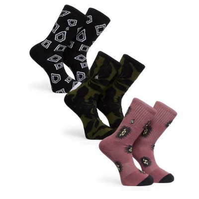 чорапи,мъжки,чорапи,дамски,чорапи,volcom,print,mixer,long,socks,3,pairs,multicolor,(multi)