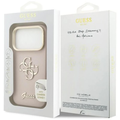 други,аксесоари,guess,grained,big,&,stand,camera,iphone,17,pro,phone,case,4g,pink,(pink)