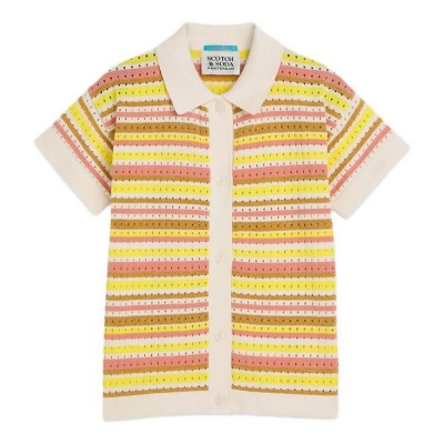 блуза,мъжки,пуловери,дамски,пуловери,scotch,&,soda,182096,short,sleeve,sweater,yellow,(stripe,blazing,yellow)