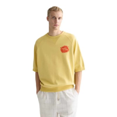 риза,с,къс,ръкав,мъжки,пуловери,scotch,&,soda,182312,short,sleeve,sweatshirt,yellow,(raffia)