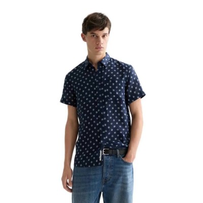 риза,с,къс,ръкав,дамски,ризи,мъжки,ризи,scotch,&,soda,183055,linen,regular,fit,short,sleeve,shirt,blue,(foulard,dress,blues)