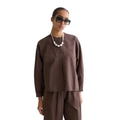 дамски,блузи,scotch,&,soda,u9b01265t,linen,long,sleeve,blouse,brown,(hot,fudge)