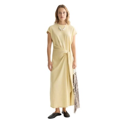 рокля,дамски,поли,и,рокли,scotch,&,soda,ufu01447t,linen,short,sleeve,midi,dress,yellow,(parsnip)