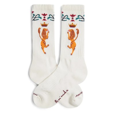 чорапи,дамски,чорапи,jimmy,lion,athletic,brianda,lion,crown,long,socks,white,(beige)