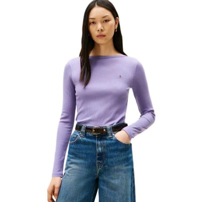 тениска,мъжки,тениски,дамски,тениски,tommy,hilfiger,5x2,slim,fit,long,sleeve,t,shirt,purple,(lavender,ash)