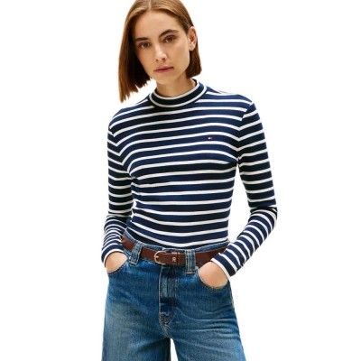 тениска,мъжки,тениски,дамски,тениски,tommy,hilfiger,cody,slim,fit,long,sleeve,high,neck,t,shirt,blue,(dark,night,navy,ecru,stp)