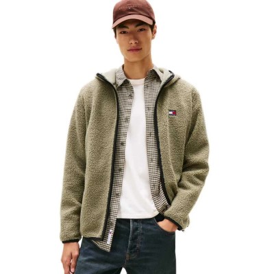 яке,мъжки,якета,дамски,якета,и,палта,tommy,jeans,badge,teddy,flace,jacket,brown,(utility,sage)