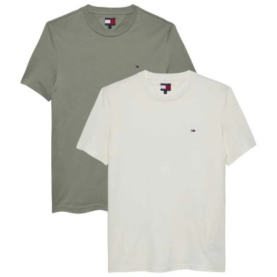тениска,мъжки,тениски,дамски,тениски,tommy,jeans,dm0dm20687,short,sleeve,t,shirt,2,units,green,white,(ecru,utility,sage)