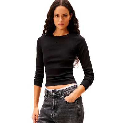 тениска,мъжки,тениски,дамски,тениски,tommy,jeans,essential,slim,fit,long,sleeve,t,shirt,2,units,black,(black,black)