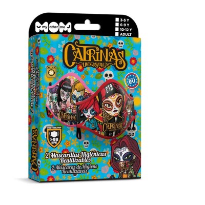 други,аксесоари,my,other,me,fun,company,catrinas,premium,face,mask,2,units,multicolor,(pink,red)