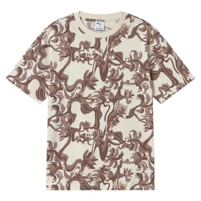 тениска,мъжки,тениски,дамски,тениски,puma,floral,short,sleeve,t,shirt,beige,(alpine,snow)