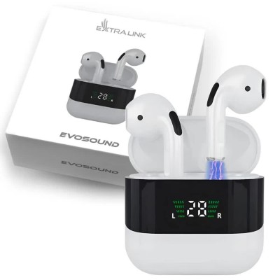 слушалки,слушалки,extralink,evosound,v1.0,wireless,earphones,white,(black)