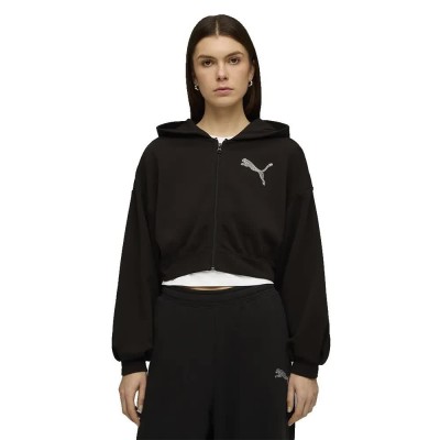 блуза,дамски,блузи,puma,essentials,graphic,bedazzled,full,zip,sweatshirt,black,(puma,black)