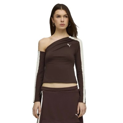 тениска,мъжки,тениски,дамски,тениски,puma,t7,asymmetric,long,sleeve,t,shirt,brown,(chocolate,brown)