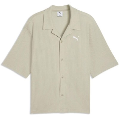 риза,с,къс,ръкав,дамски,ризи,мъжки,ризи,puma,wardrobe,ess,waffle,boxy,fit,short,sleeve,shirt,beige,(pebble,grey)