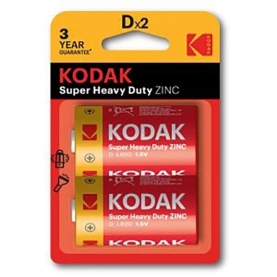 батерии,kodak,extra,heavy,duty,zinc,lr20,alkaline,batteries,2,units,clear,(multicolor)