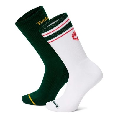чорапи,мъжки,чорапи,дамски,чорапи,timberland,retro,logo,crew,long,socks,2,pairs,green,white,(pineneedle)