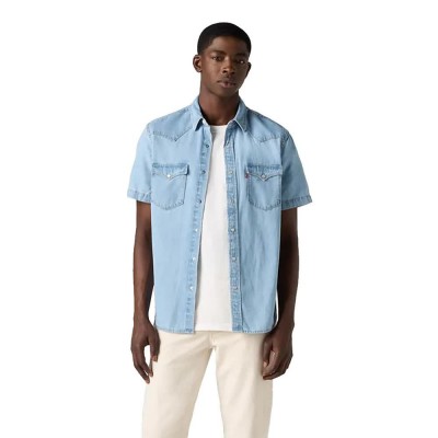 риза,с,къс,ръкав,дамски,ризи,мъжки,ризи,levi´s,®,classic,western,short,sleeve,shirt,blue,(franklin,stone,wash)