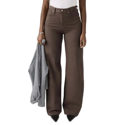 дънки,мъжки,панталони,дамски,панталони,levi´s,®,ribcage,wide,leg,h223,jeans,brown,(hot,fudge)