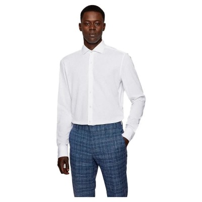 риза,с,дълъг,ръкав,мъжки,ризи,boss,hank,spread,long,sleeve,shirt,refurbished,white,(white)