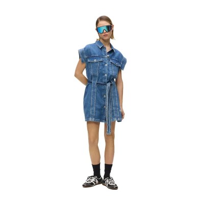 рокля,дамски,поли,и,рокли,karl,lagerfeld,jeans,b2w13054,short,sleeve,short,dress,blue,(mid,blue,stone)