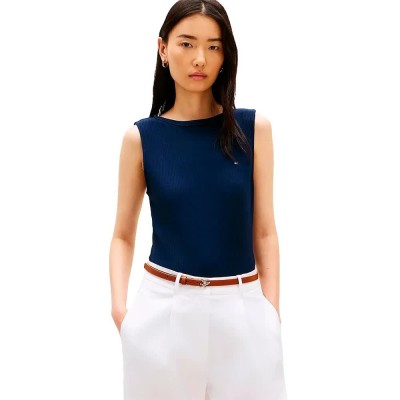 тениска,мъжки,тениски,дамски,тениски,tommy,hilfiger,5x2,rib,boat,slim,fit,sleeveless,t,shirt,blue,(dark,night,navy)