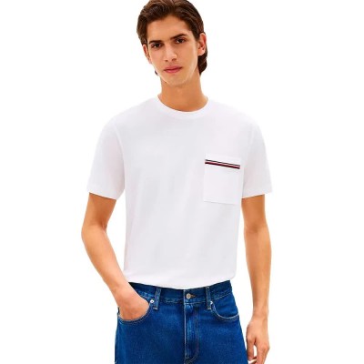 тениска,мъжки,тениски,дамски,тениски,tommy,hilfiger,global,stripe,pique,pocket,short,sleeve,t,shirt,white,(white)