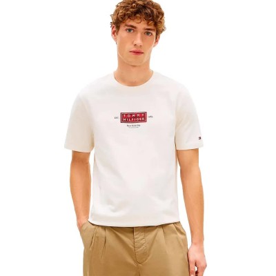 тениска,мъжки,тениски,дамски,тениски,tommy,hilfiger,heritage,label,short,sleeve,t,shirt,white,(ivory,petal)