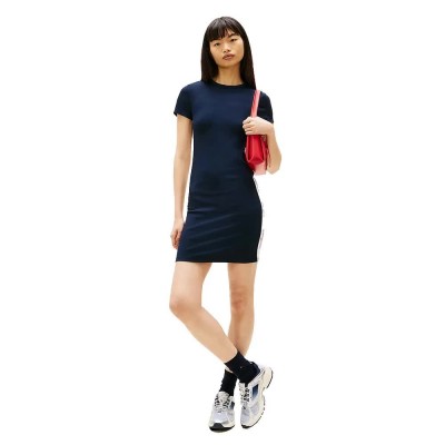 дънки,дамски,поли,и,рокли,tommy,jeans,bodycon,tape,dress,blue,(dark,night,navy)