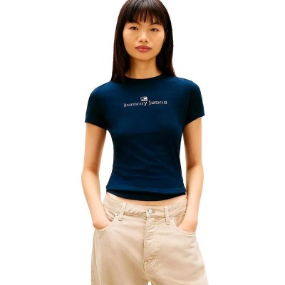 тениска,мъжки,тениски,дамски,тениски,tommy,jeans,ess,logo,1,slim,fit,short,sleeve,t,shirt,blue,(dark,night,navy)