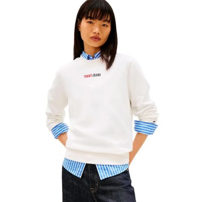блуза,дамски,блузи,tommy,jeans,ess,logo,2,crew,sweatshirt,beige,(ecru)