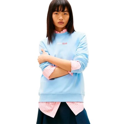 блуза,дамски,блузи,tommy,jeans,ess,logo,2,crew,sweatshirt,blue,(light,powdery,blue)