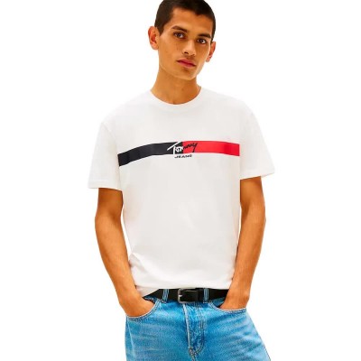тениска,мъжки,тениски,дамски,тениски,tommy,jeans,signature,stripe,regular,fit,short,sleeve,t,shirt,white,(ecru)