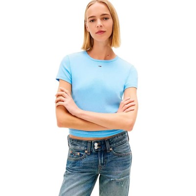 тениска,мъжки,тениски,дамски,тениски,tommy,jeans,slim,essential,ext,short,sleeve,t,shirt,blue,(light,powdery,blue)
