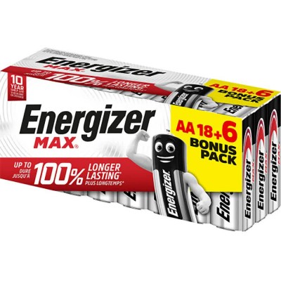 батерии,energizer,max,lr6,e303513106,aa,alkaline,batteries,24,units,clear,(silver,black)