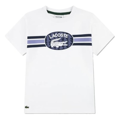 детска,тениска,мъжки,тениски,дамски,тениски,lacoste,kids,striped,logo,short,sleeve,t,shirt,white,(white)