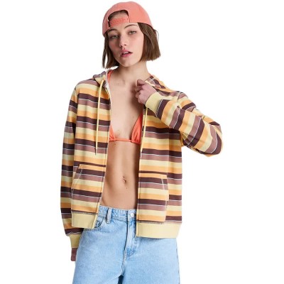 блуза,дамски,блузи,roxy,perfect,stripe,full,zip,sweatshirt,yellow,(french,roast,hey,day,stripe)
